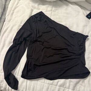 H&M Black Asymmetrical Long Sleeve Top